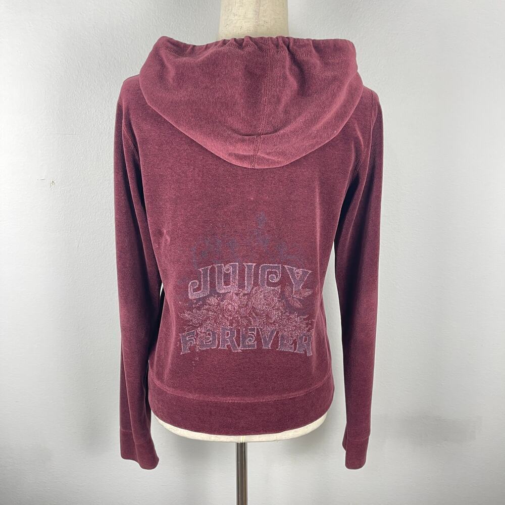 Vintage y2k Juicy Couture Burgundy Red Velvet Zip Up Track Jacket Women's XL